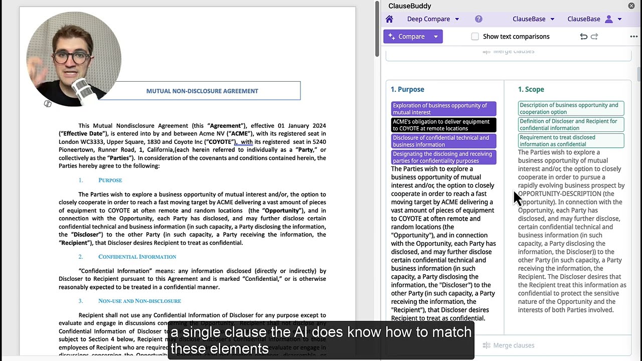 Comparing legal documents with AI