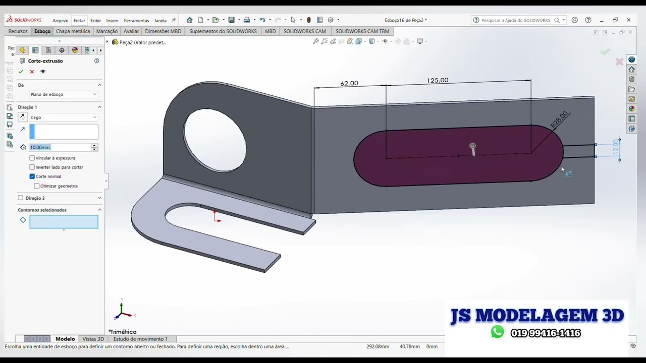 Detalhamento de chapa Met&aacute;lica com dobras, SOLIDWORKS!