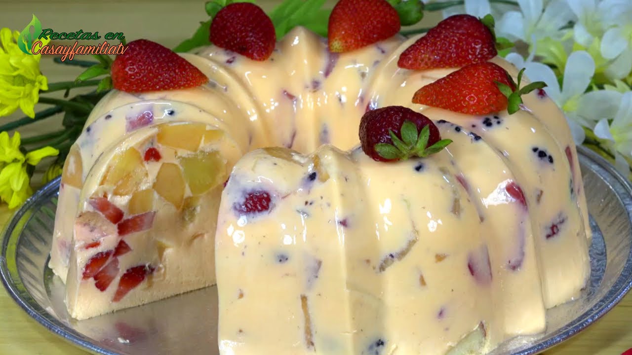 Postre de GELATINA CON QUESO CREMA y FRUTAS para EMPRENDER o CREAR SITIO WEB y NEGOCIOS EN CASA