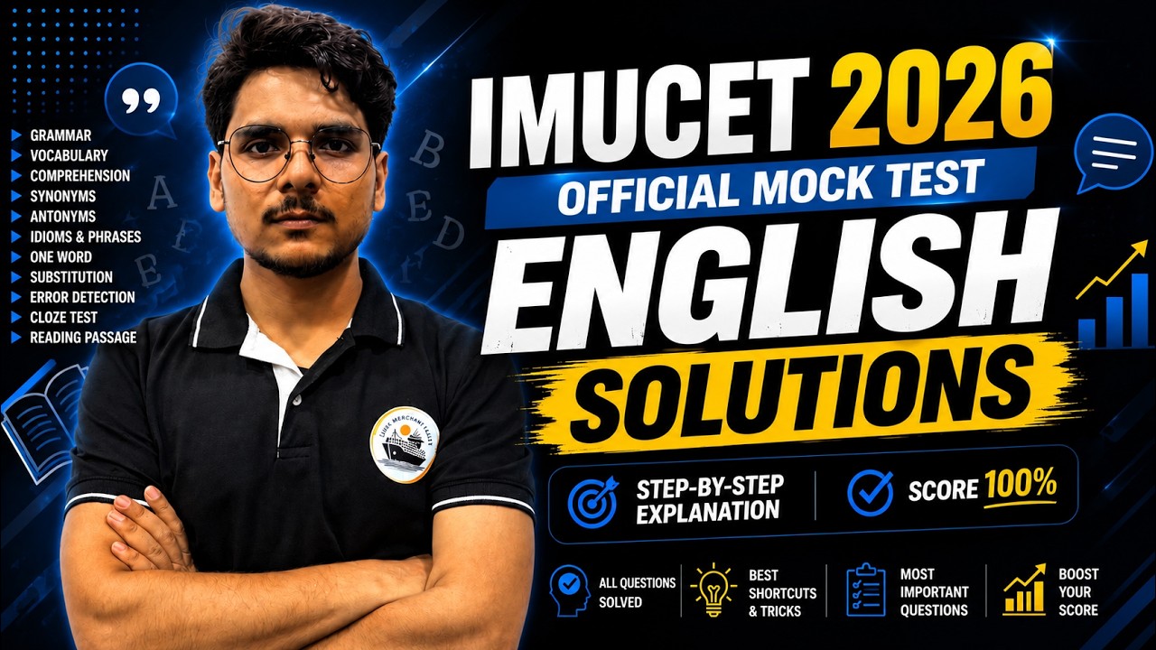 IMUCET 2026 Official Mock Test English Solutions | Complete Explanation #merchantnavy #imucet
