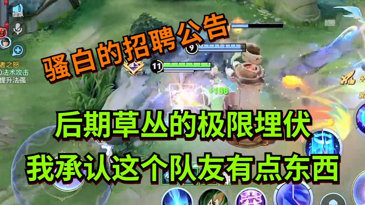 【王者荣耀骚白】后期草丛的极限埋伏 我承认这个队友有点东西
