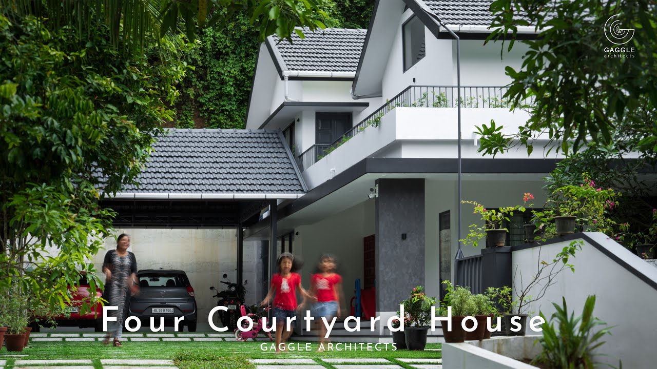 FOUR COURT VILLA- A 2750 sq.ft tropical residence with courtyards for all rooms, Home tour.
