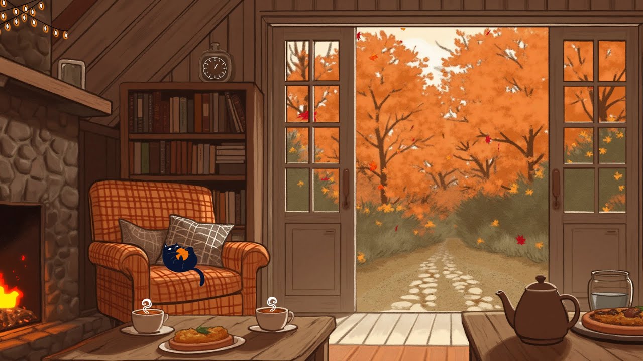 December Calm Day ☕ The Crackling Fireplace & Relaxing Lofi Music 🔥🎵 Just Enjoy It