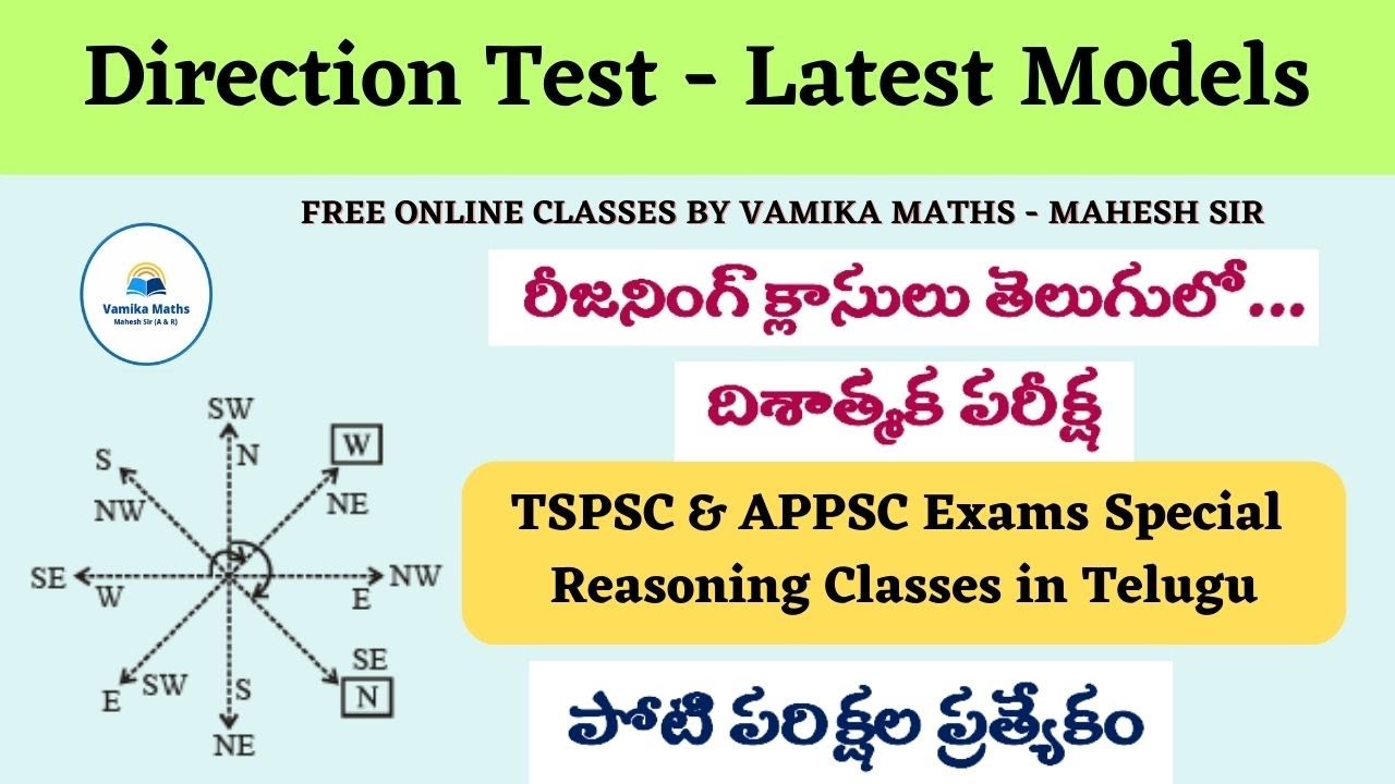 Direction Test Easy Triks in Telugu for all Competitive Exams by Vamika Maths #directiontest #group4