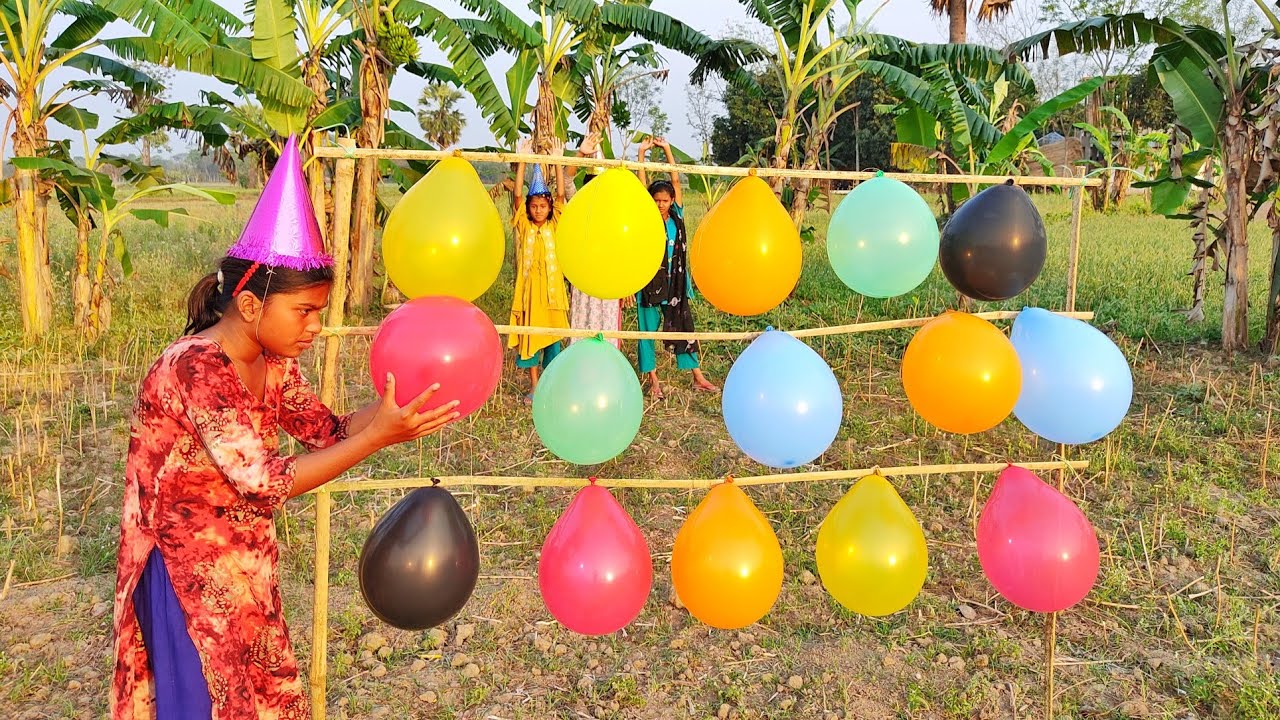 children outdoor fun with Flower Balloon and learn colors for kids by I kids.