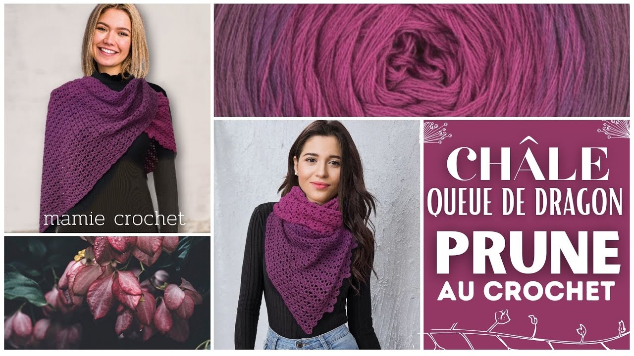 Comment faire UN JOLI CHÂLE QUEUE DE DRAGON RAPIDE & FACILE AU CROCHET TUTO pas a pas  #mamiecrochet