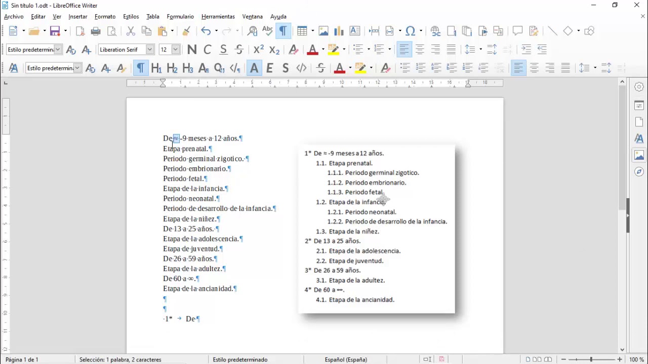 Esquema numerado fácil  (Writer)
