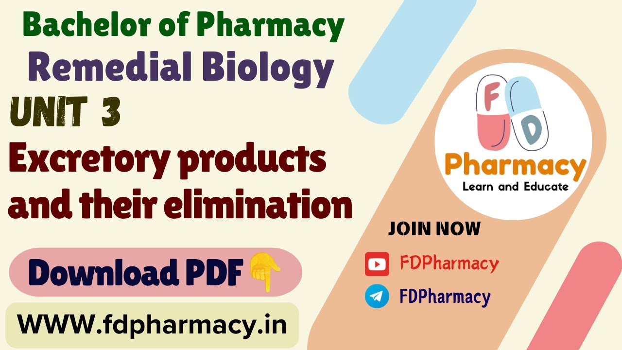 Unit 3 Excretory products and their elimination Notes | Remedial Biology Notes | B.Pharmacy Notes