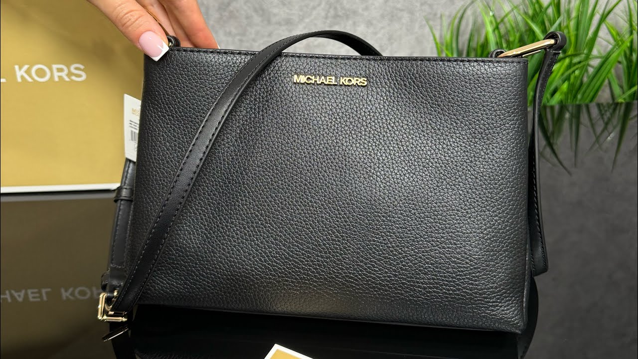 Распаковка сумки MICHAEL KORS Trisha Medium Pebbled Leather Crossbody Bag (black) #сумки