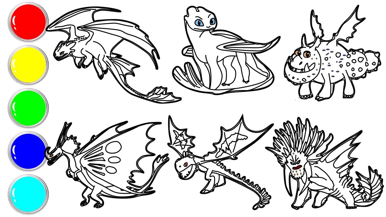 How to Draw Six Dragons in The Movie How to Train Your Dragon in Minutes! Night Fury, Light Fury