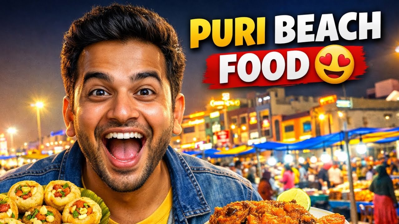 Enjoying the street food in puri beach in Odisha 