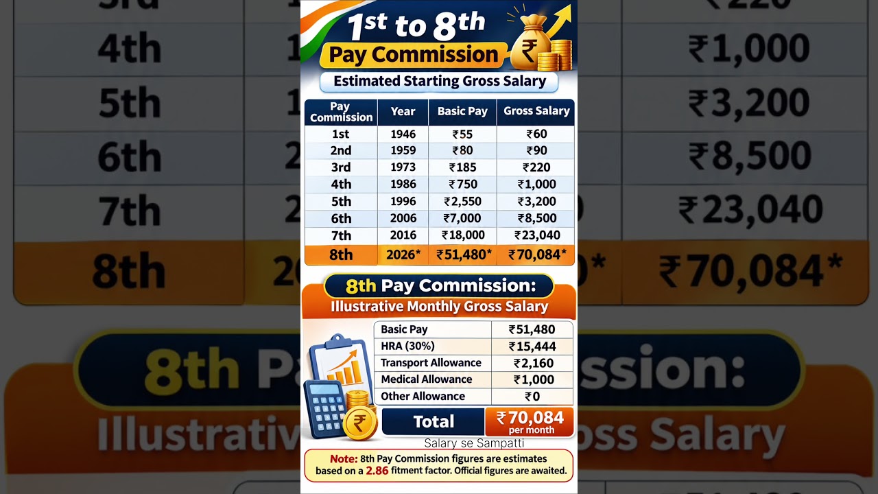 8th Pay Commission Salary Structure | Level 1 to 8 commission| 8th CPC Salary