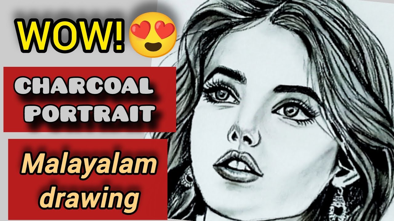 Charcoal pencil portrait drawing 