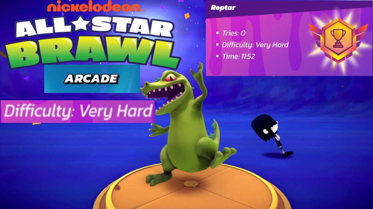 Nickelodeon All Star Brawl - Arcade Mode Gameplay with Reptar (Very Hard)