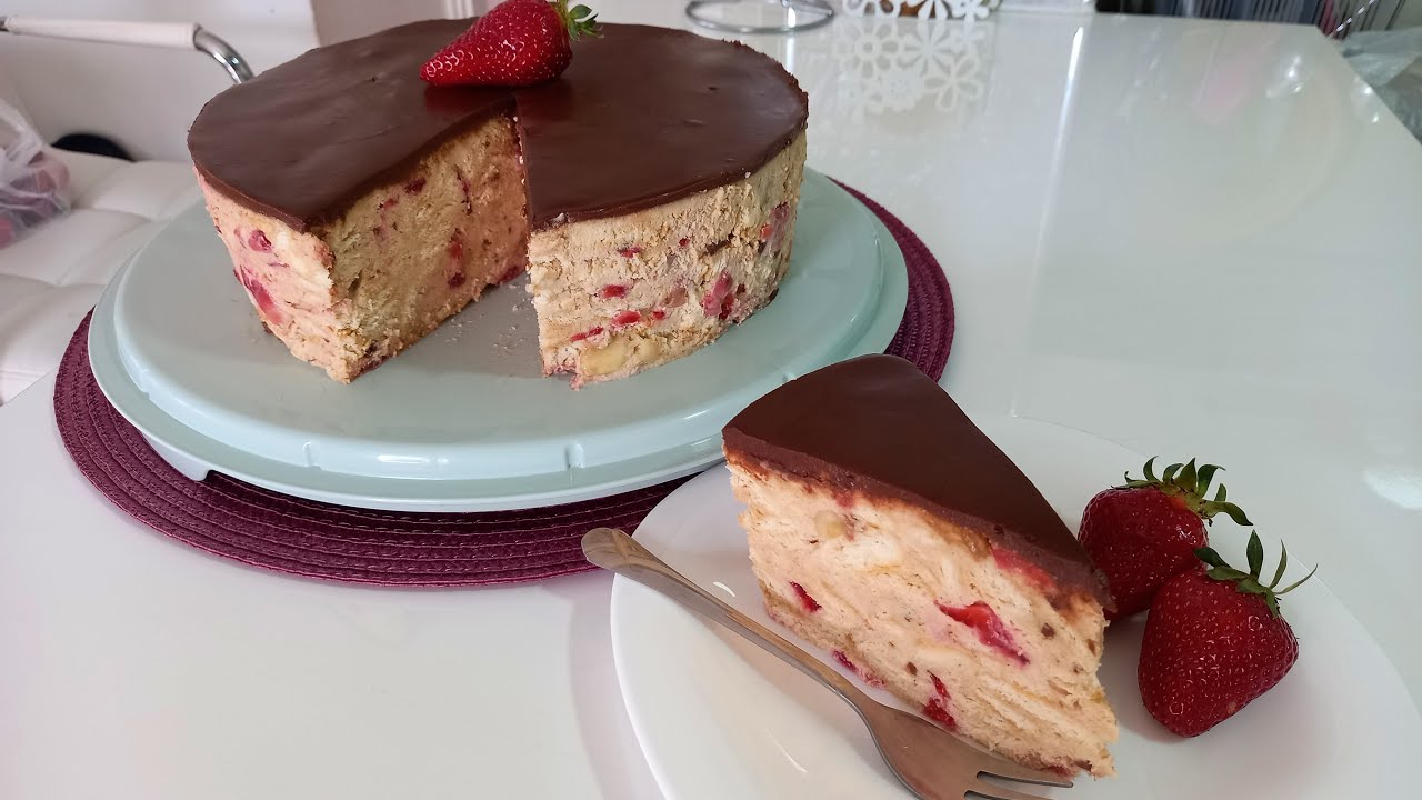 Torta od jagoda za 5 minuta Bez miksera,kuhanja i pečenja-Strawberry cake