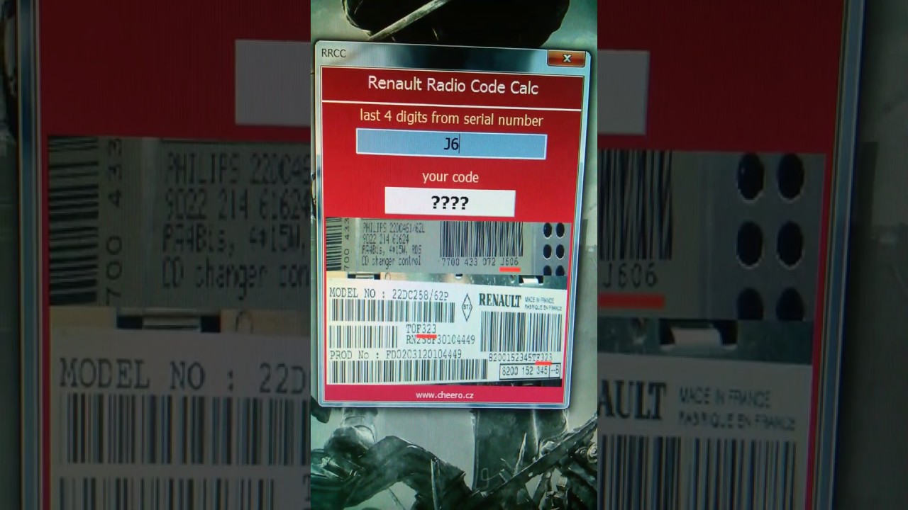 RENAULT RADIO CODE CALC - NO LIMIT