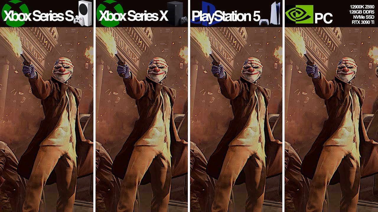 Payday 3 - Xbox Series X/S & PlayStation 5 & PC - Graphics & FPS & Power Comparison