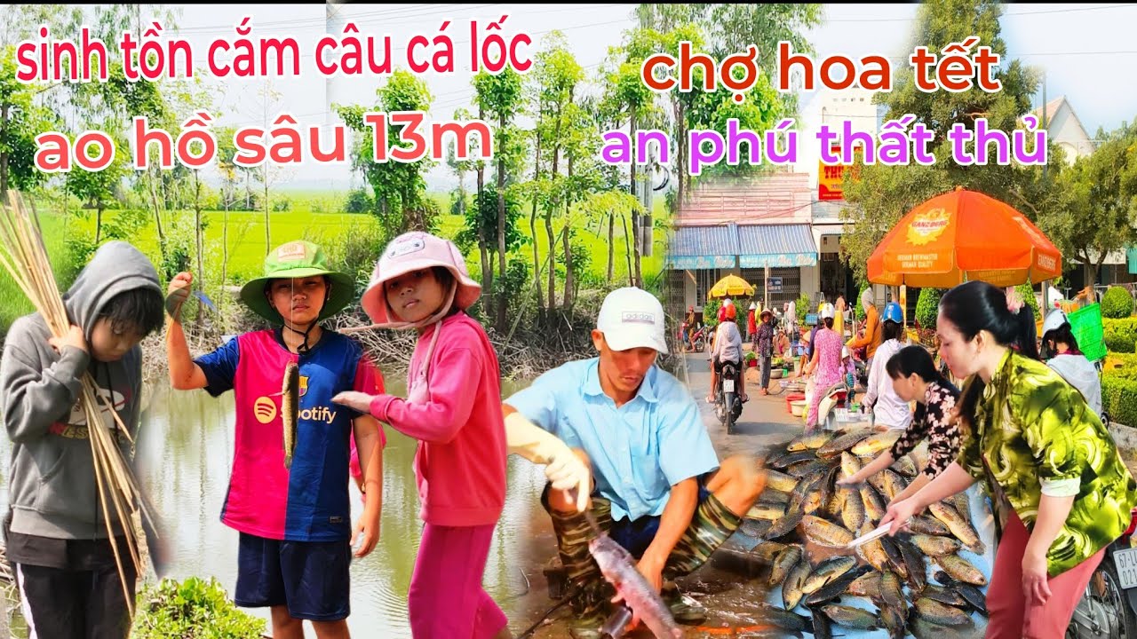 Bất ngờ đi Sinh tồn cắm câu cá lốc dưới ao hồ sâu 13m chúng to bầy cá chợ hoa Tết an phú thất thủ