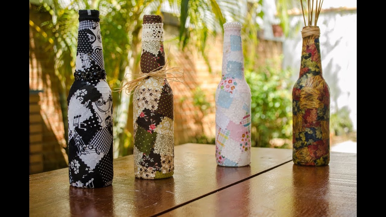 Reciclagem: Garrafa Longneck Decorada com Patchwork