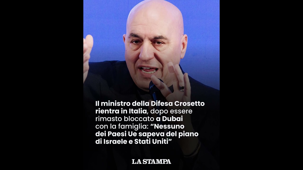 Il ministro della Difesa CROSETTO rientra in ITALIA, dopo essere rimasto bloccato a DUBAI