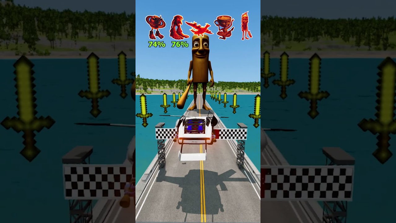 Italian Brainrot Fire Cars on the Impossible Bridge! #italianbrainrot #shorts #82