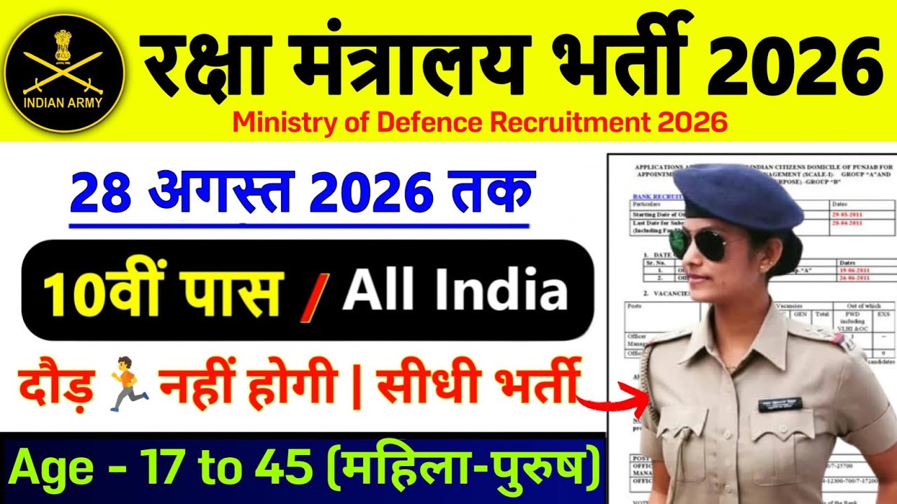 Ministry of Defence Recruitment 2026 | Army DGQA Vacancy 2026 | 10th Pass |Army DGQA New Bharti 2026