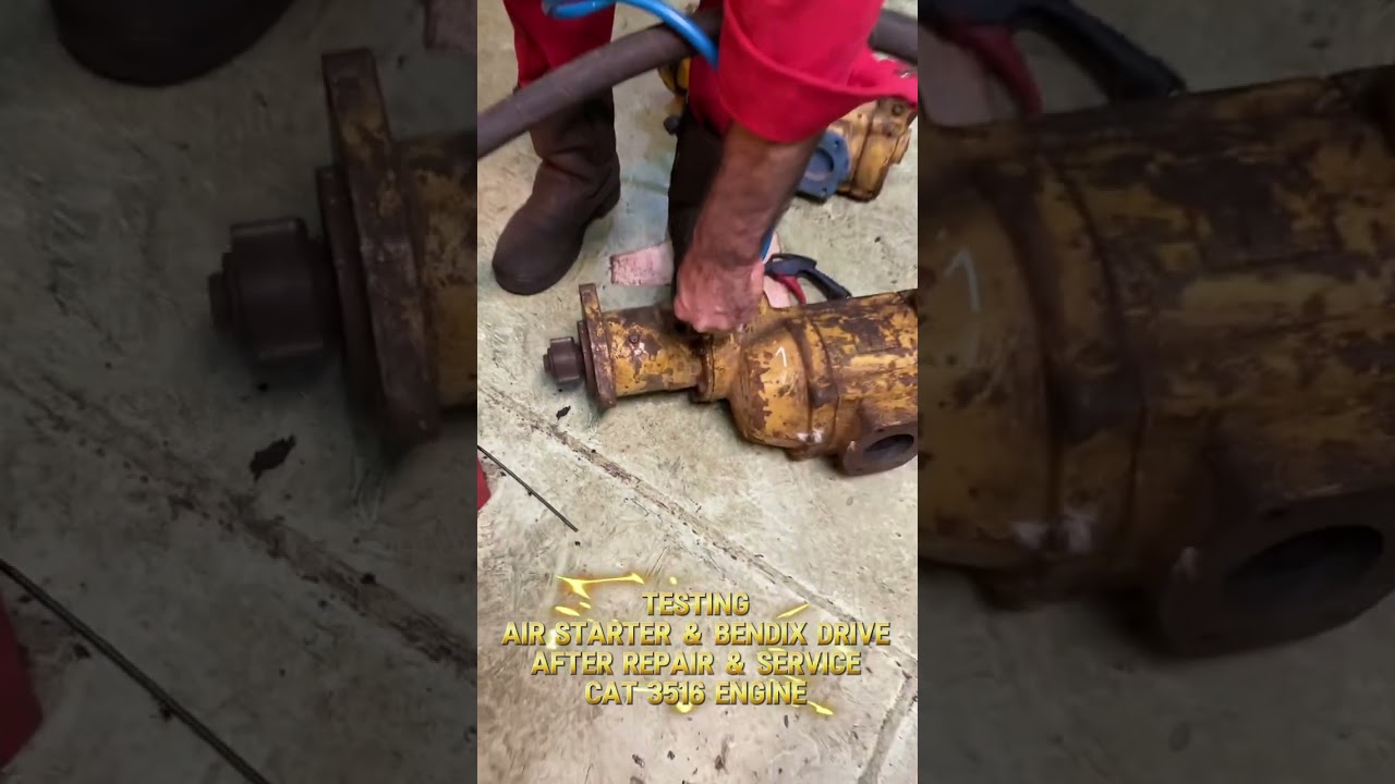 Testing Air Starter and Bendix Drive After Repair &ndash; CAT 3516 Engine #caterpillar #offshore_oil_rigs