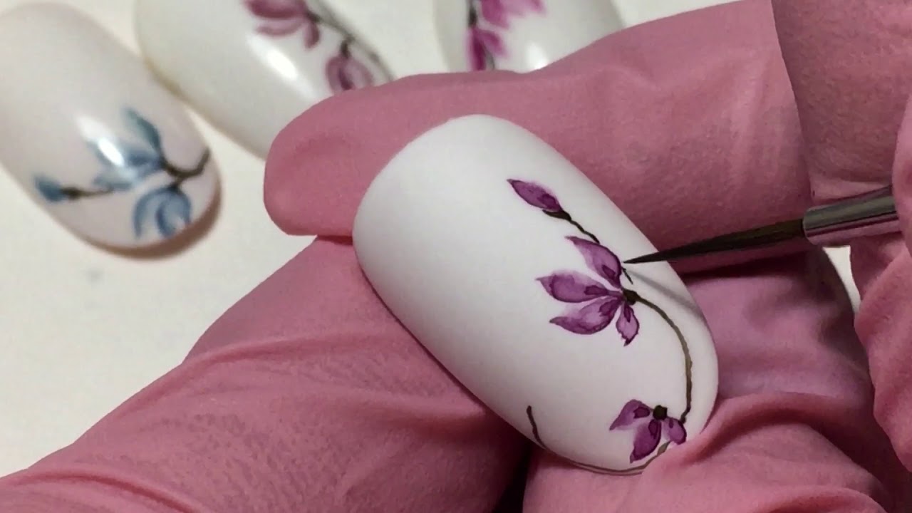 Цветы на ногтях. Акварельный дизайн | Watercolor nail art
