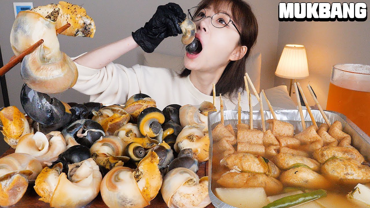 고소한 내장까지 통째로 먹어버리는 대왕 백골뱅이찜🐚 뜨끈한 꼬치어묵과 먹방❤️ Steamed Sea Snail (Whelk), Eomuk Mukbang