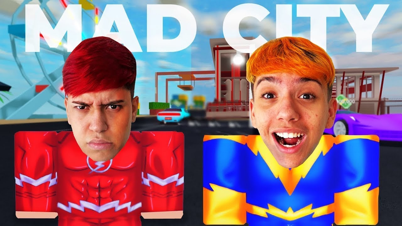 SUPER VILÕES vs SUPER HERÓIS Roblox Mad City.............!