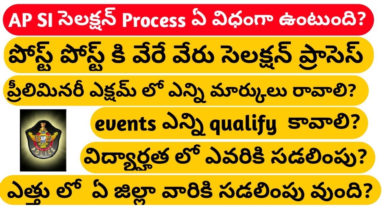 AP SI selection process  || AP SI educational and events details || si notification 2018