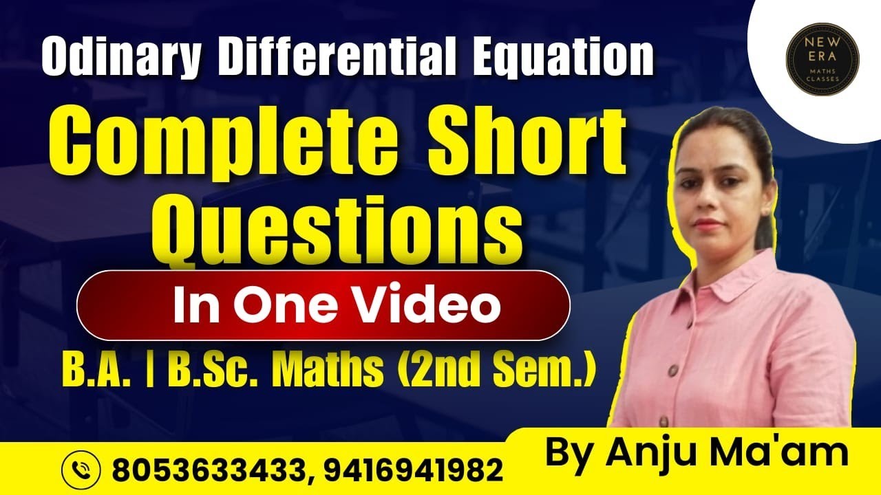 Complete Short Questions in 1 video| ODE Maths 1st Year | 2nd sem | Haryana Universities | New Era