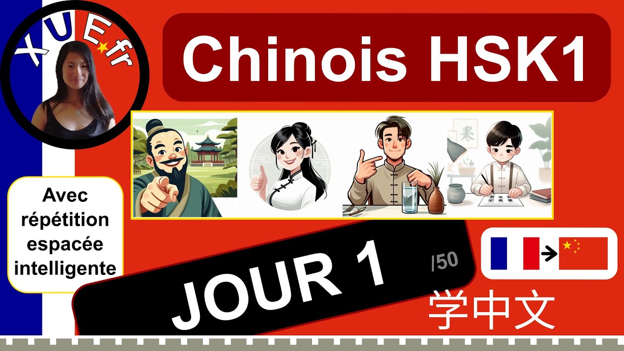Cours de Chinois HSK1 🇫🇷›🇨🇳 JOUR 1  avec la répétition espacée. Nouveau : 好，我，学生，你。
