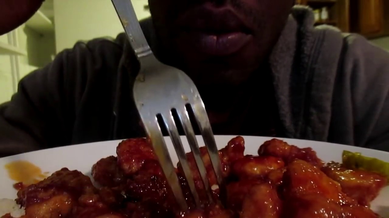 ASMR P F Changs Honey Chicken Eating Sounds