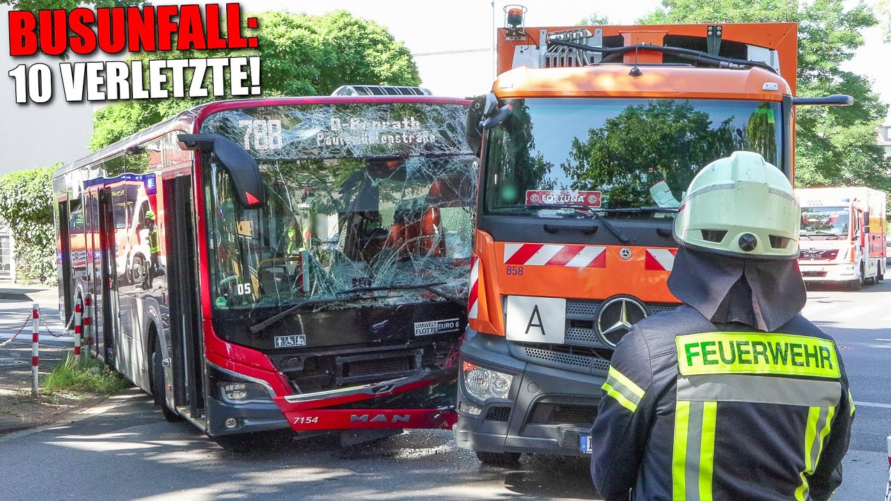 [MÜLLWAGEN KRACHTE IN LINIENBUS!] - 10 Verletzte | Großeinsatz in Monheim am Rhein | 10.08.2022 -