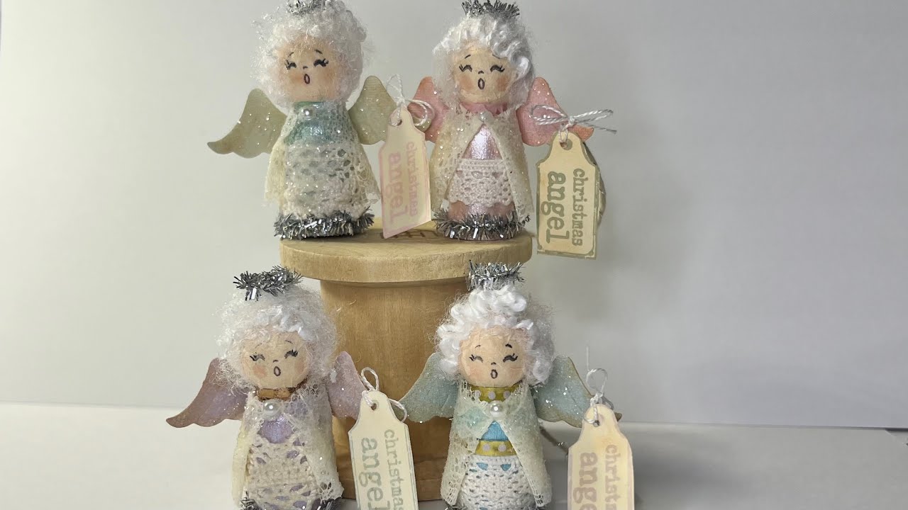 How to make Peg Doll Christmas Angel Ornament #DIY #ornaments #shabbychic #satmornmakes #farmhouse