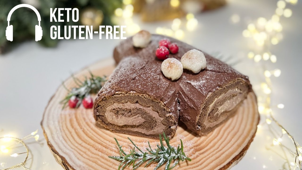 Keto Konjac Yule Log Cake｜生酮魔芋樹幹蛋糕