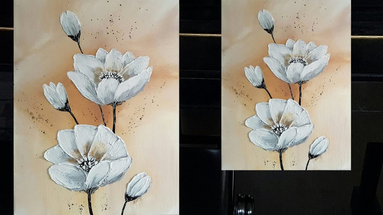 Blumen Malen Acryl Weiß Ocker für Anfänger - Flowers Acrylic Painting White Ocher for Beginners