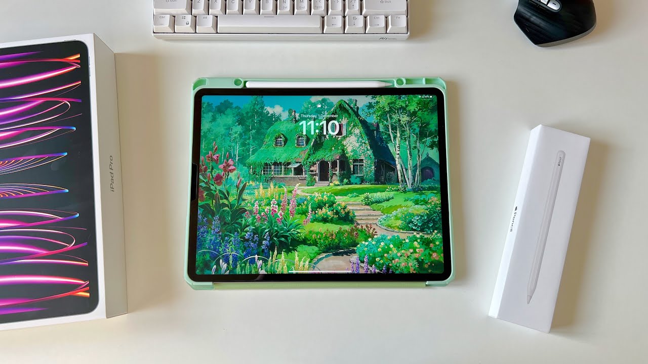 2022 iPad Pro M2 12.9'' aesthetic unboxing ✨ accessories & setup