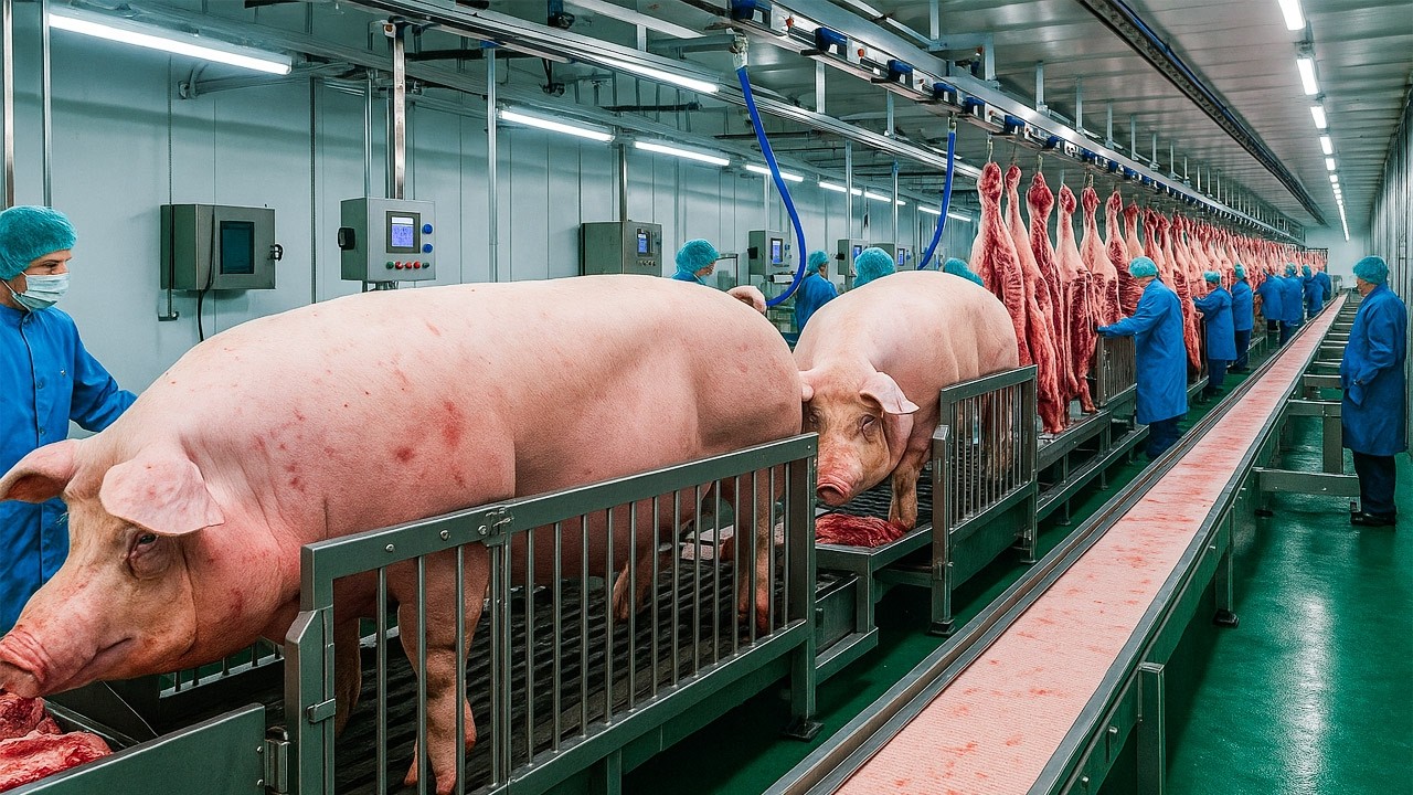 Abattoir de porcs ultra-moderne en Chine 🐖 D&eacute;couvrez l'usine du futur 2026