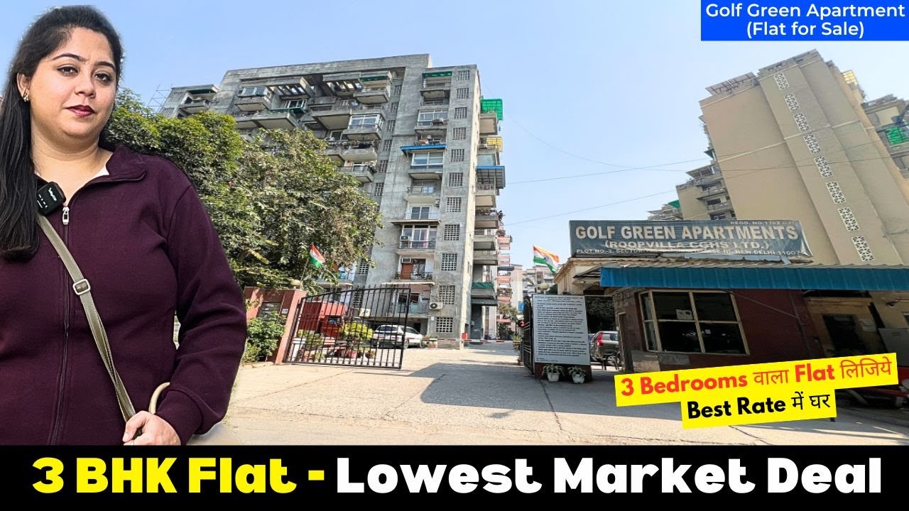 Discount Price, 3 BHK Flat for Sale - Dwarka Sector 19, Delhi (Golf Green Apartment)