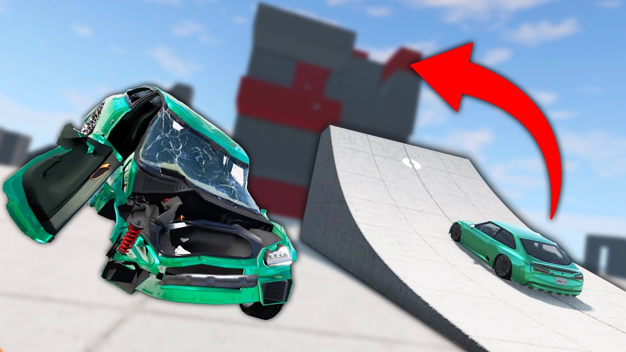CRASHING MY CAR ON GIANT RAMPS! (BeamNG Drive)