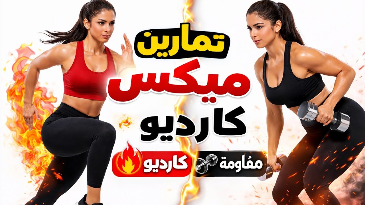 تمارين كارديو ومقاومة بالدمبل لحرق الدهون المخزنة والعنيدة