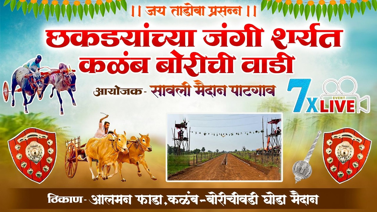 जय ताडोबा प्रसन्न |  छकड्यांच्या जंगी शर्यती कळंब ( बोरीची वाडी) #7xlivevent