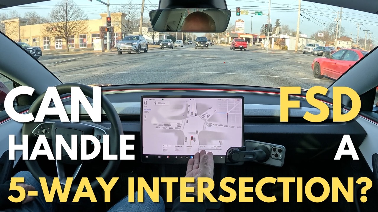Can Tesla FSD v14 Handle a 5-Way Intersection?