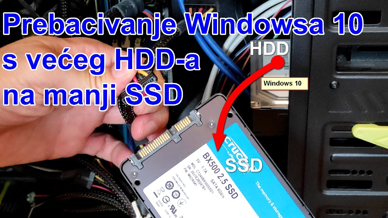 Prebacivanje Windowsa 10 s većeg HDD-a na manji SSD