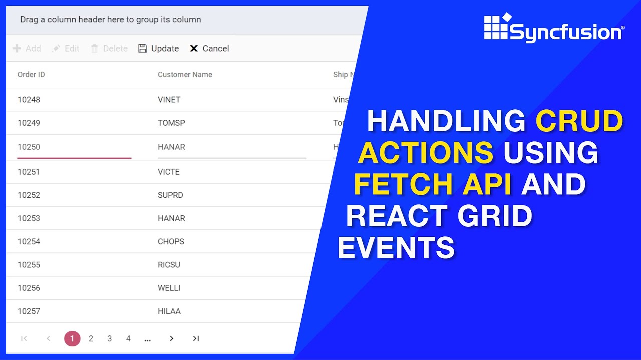 Handle CRUD Actions Using Fetch API and React Data Grid Events