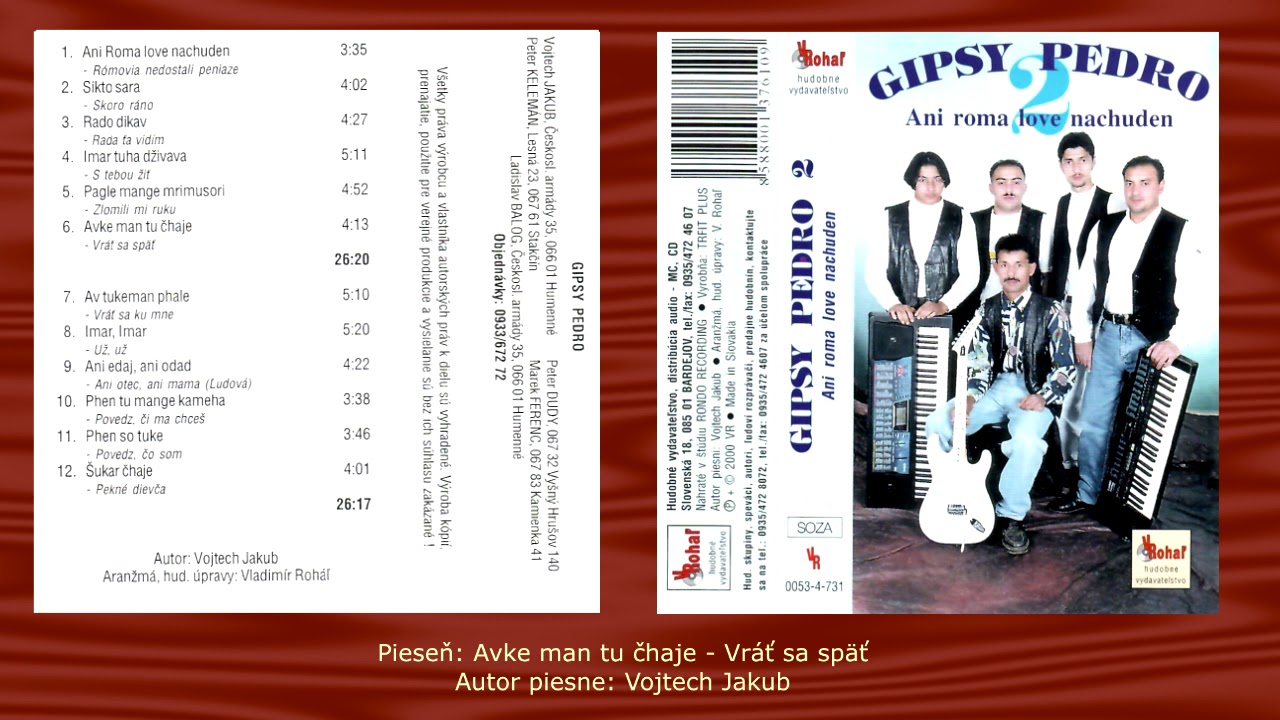 Gipsy Pedro, Avke man tu čhaje, Autor Vojtech Jakub, Rómska pieseň, VIDEOROHAĽ
