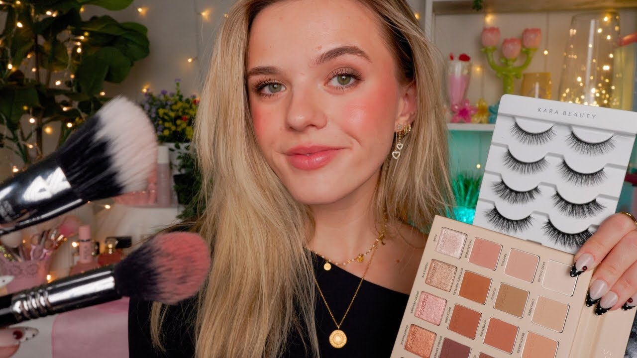 ASMR Big Sis Does Your Glam Makeup For A Party 🌸🐬 (+layered sounds)