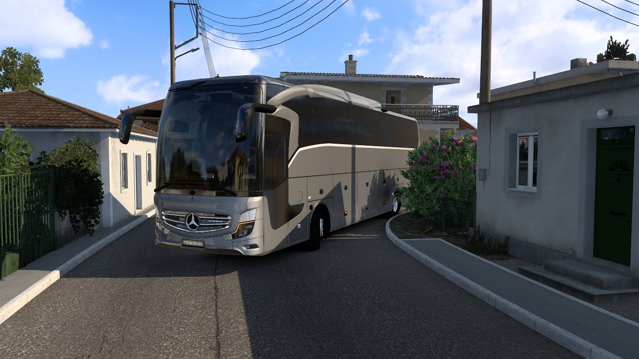 Navigating Narrow Village Roads in Greece | Euro Truck Simulator 2 Bus Sim